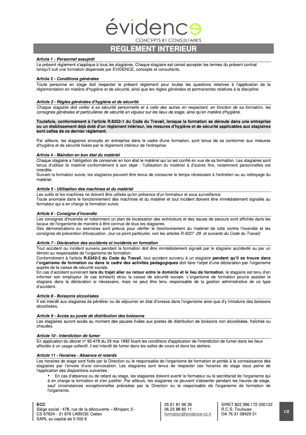 Règlement intérieur 1